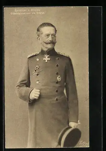 AK Heerführer, Portrait Generalgouverneur von Belgien Excellenz von Bissing in Uniform