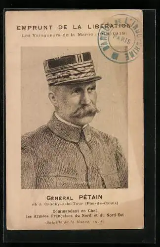 AK Heerführer Général Pétain, Emprunt de la Libération, Les Vainqueurs de la Marne 1914-18