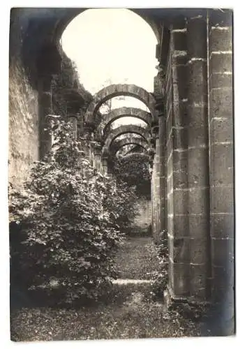 4 Fotografien unbekannter Fotograf, Ansicht Trais-Münzenberg / Hessen, Ortsansicht mit Kirche & Kloster-Ruine 1924