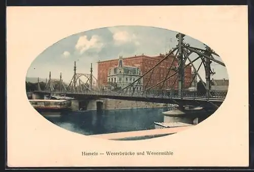 AK Hameln, Weserbrücke und Wesermühle