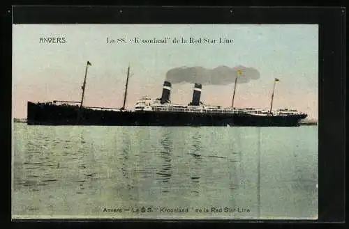 AK Anvers, Le SS Kroonland de la Red Star Line, Passagierschiff