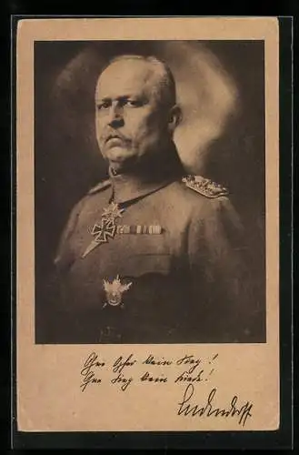 AK Generalleutnant Erich Ludendorff in Uniform