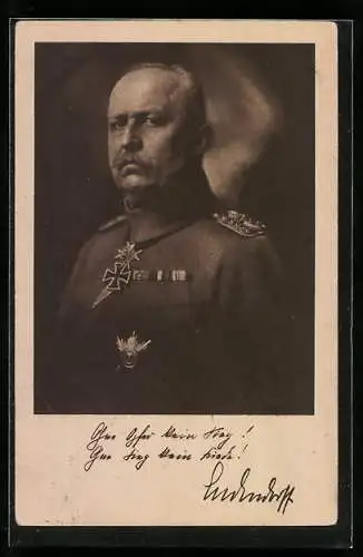 AK Generalleutnant Erich Ludendorff in Uniform