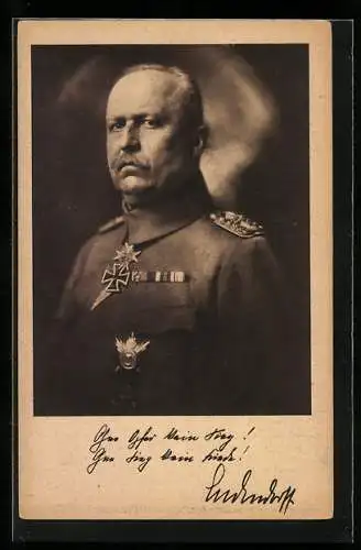 AK Generalleutnant Erich Ludendorff in Uniform