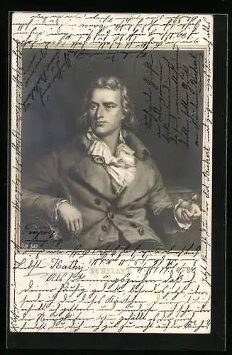 Künstler-AK Friedrich Schiller mit Rüschenkragen