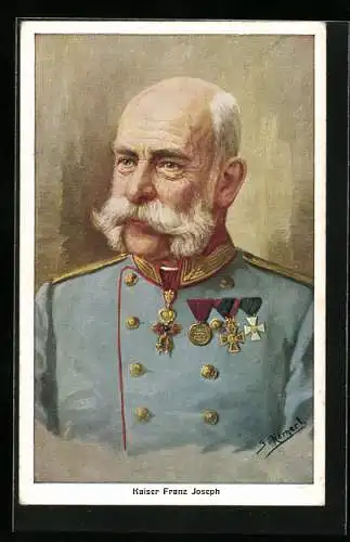 Künstler-AK Portrait Kaiser Franz Josef I. von Österreich mit Orden