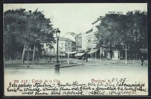 Mondschein-AK Charleroi, Entrée de la Ville