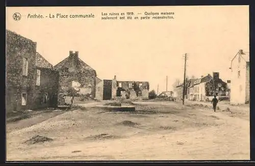 AK Anthée, La Place communale, Les ruines en 1919