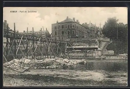 AK Namur, Pont de Salzinnes, zerstörte Brücke