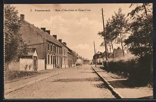 AK Pommeroeul, Rue d`Harchies et Grand`rue