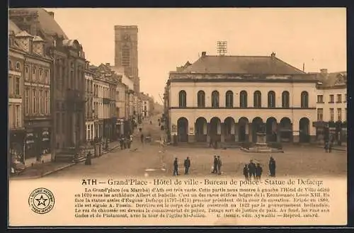 AK Ath, Grand`Place, Hôtel de ville, Bureau de police, Statue de Defacqz