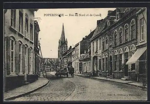 AK Poperinghe, Rue du Nord et de Cassel, Strassenpartie