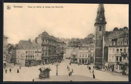 AK Verviers, Place du Martyr et Eglise des Recollets