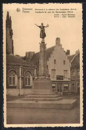 AK Tirlemont, Monument à la mémoire des Combattants 1914-18