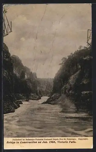 AK Victoria Falls, Bridge in Construction on Jan. 1905