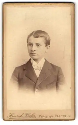 Fotografie Heinrich Tauber, Plauen i.V., oberer Graben 17, Porträt eines jungen Mannes im Anzug.