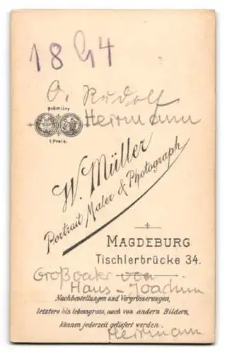 Fotografie W. Müller, Magdeburg, Tischlerbrücke 34, Porträt eines Mannes mit Schnurrbart