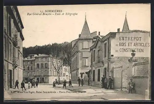 AK Sommières, Rue Général-Bruyère, Poste et Télégraphe