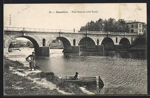 AK Sommières, Pont Romain, coté Nord