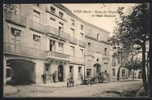 AK Uzès /Gard, Boul. de l`Esplanade et Hotel Béchard