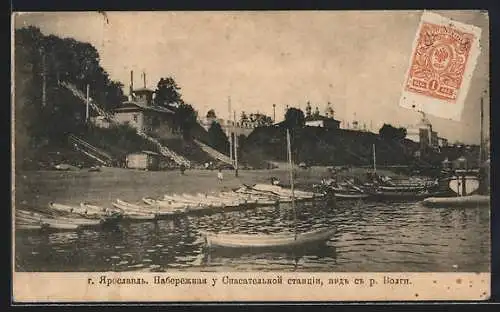 AK Jaroslawl, Uferpromenade bei der Rettungsstation mit Blick auf die Wolga