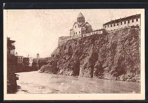 AK Tiflis, Blick auf die Metekhi-Kirche und den Fluss