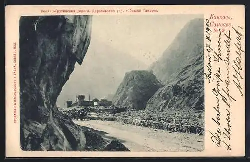 AK Darialschlucht, Georgische Heerstrasse mit Tamara-Turm, Kaukasus