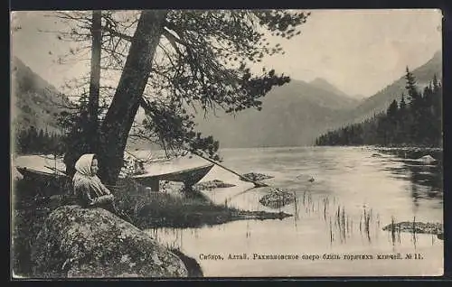 AK Sibirien, Altai, Rachmanovskoje-See und Berge im Hintergrund