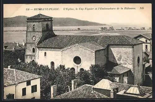 AK Hendaye-Plage, L`Eglise, le Cap Figuier et l`Embouchure de la Bidassoa