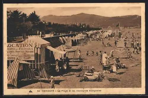 AK Hendaye, La Plage et les montagnes espagnoles