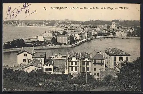 AK Saint-Jean-de-Luz, Vue sur le Port et la Plage