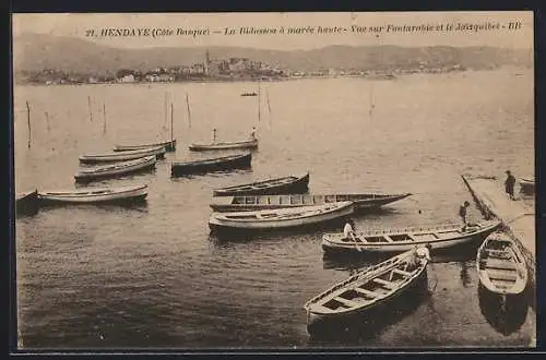 AK Hendaye, La Bidassoa à marée haute - Vue sur Fontarabie et le Jaizquibel