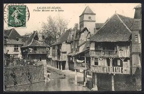 AK Salies-de-Béarn, Vieilles Maisons sur la Saleys