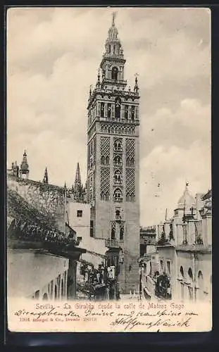 AK Sevilla, La Giralda desde la calle de Mateos Gago