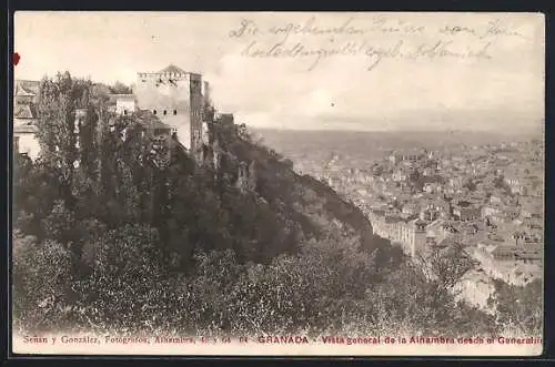 AK Granada, Vista general de la Alhambra desde el Generalife