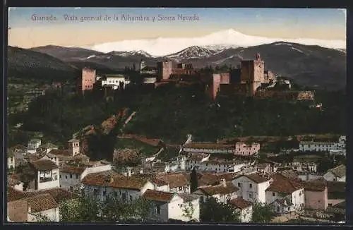 AK Granada, Vista general de la Alhambra y Sierra Nevada