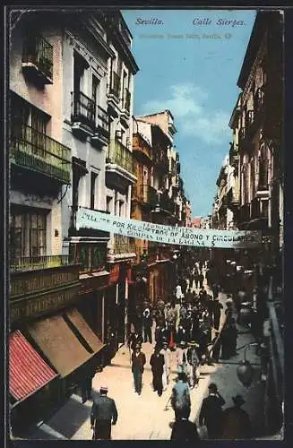 AK Sevilla, Calle Sierpes, Strassenleben