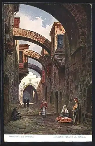 Künstler-AK F.Perlberg: Jerusalem, Via dolorosa, Frauen