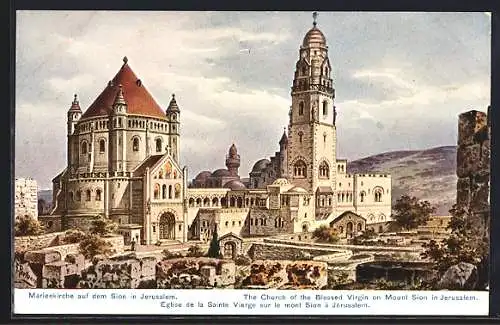 Künstler-AK Friedrich Perlberg: Jerusalem, Marienkirche auf dem Sion, The Church of the Blessed Virgin on Mount Sion