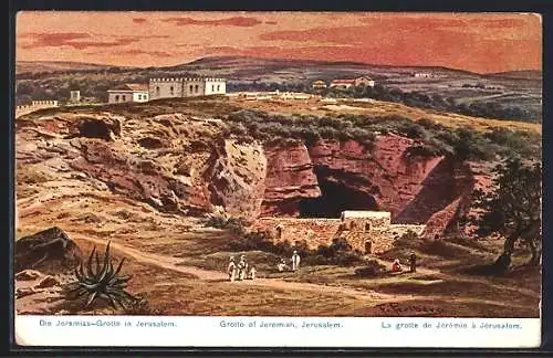 Künstler-AK Friedrich Perlberg: Jerusalem, Grotto of Jeremiah, Jeremias-Grotte