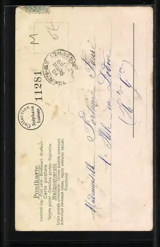 Präge-AK Junge Frau Krone, Jugendstil