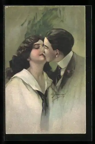Künstler-AK Amedeo Momo Simonetti: Sich küssendes Paar