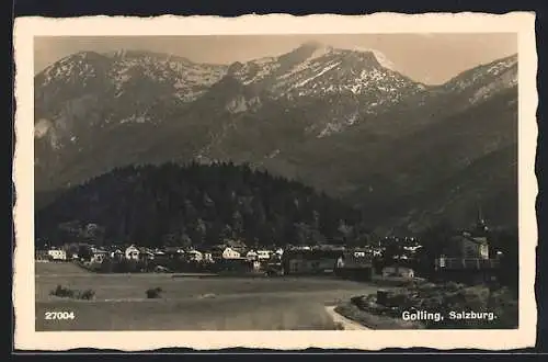 AK Golling /Salzburg, Ortsansicht mit Bergpanorama