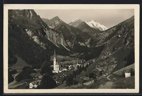 AK Heiligenblut, Gesamtansicht gegen Grossglockner aus der Vogelschau