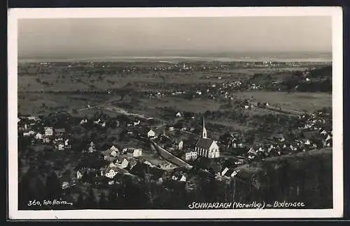 AK Schwarzach /Vorarlberg, Totalansicht mit Bodensee aus der Vogelschau