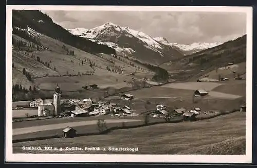 AK Saalbach, Gesamtansicht g. Zwölfer, Penhab und Schusterkogel