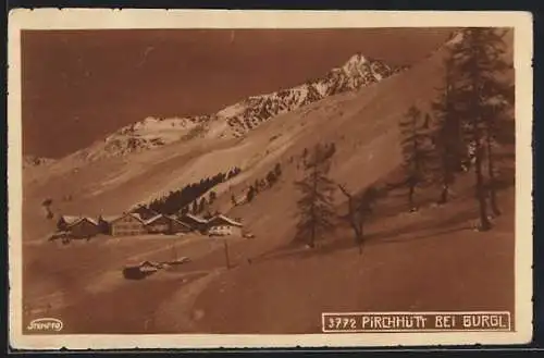 AK Sölden, Pirchhütt bei Gurgl, Ortsansicht mit Bergpanorama im Winter