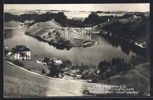 AK Neufelden, Stausee-Hochstauung, Blick auf den Ort