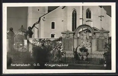 AK Sarleinsbach /O.Ö., Kriegerdenkmal an der Kirche