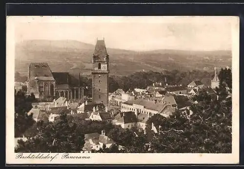 AK Perchtoldsdorf, Panoramablick auf den Ort mit Wehrturm